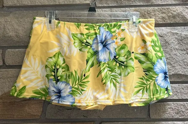 Jantzen Vintage Skirted Swimsuit Bottom Butter Yellow Tropical Floral 14