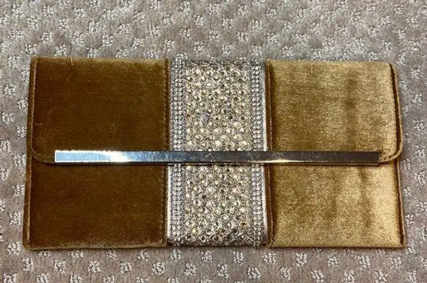 None Unique Poss. Vintage Clutch/Arm Bag Sequin Mustard Carmel Velvet Gold Dressy