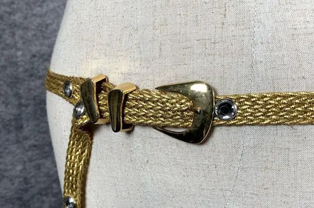 H.I.P. Vintage Statement Belt Womens Gold Tone Braided Metallic Rhinestone 90s