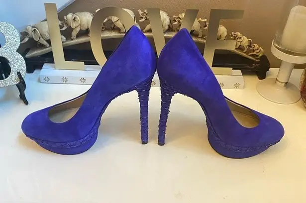 Brian Atwood  PURPLE FONTANNE STILETTO PLATFORM SUEDE PUMPS SIZE 7