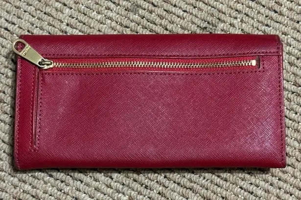 Badgley Mischka Sasha Saffiano Red Leather Wallet w/Black Accent Bow