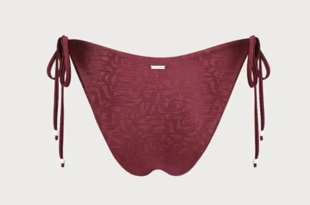 BERLOOK Burgundy Floral Tie Bikini Bottom ONLY 41 Red