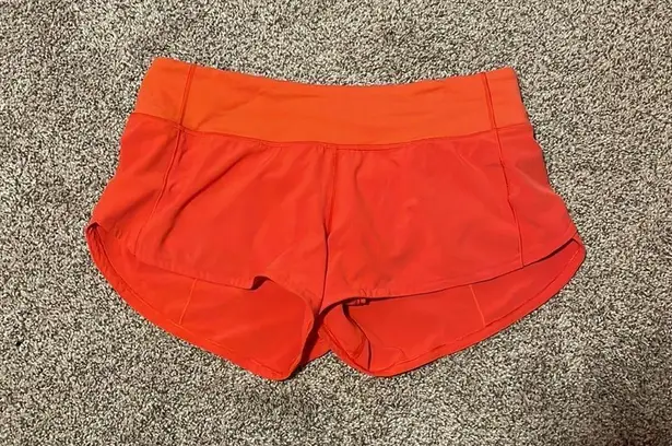 Lululemon Fire red/orange lulu shorts