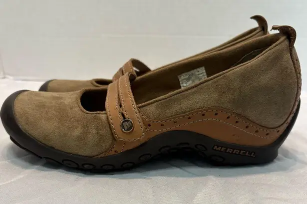 Merrell Plaza Bandeau Mary Jane Womens Size 7 Tan-Brown Leather Slip-On Shoes