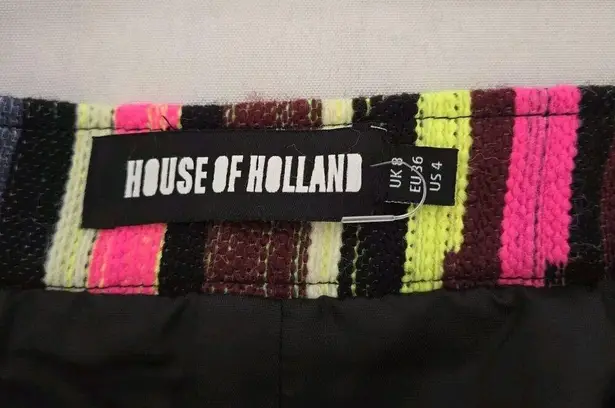 House of Holland Gina Mini Skirt Neon Funky Art US 4, UK 8, EU 36 NWOT RSP $430 Black
