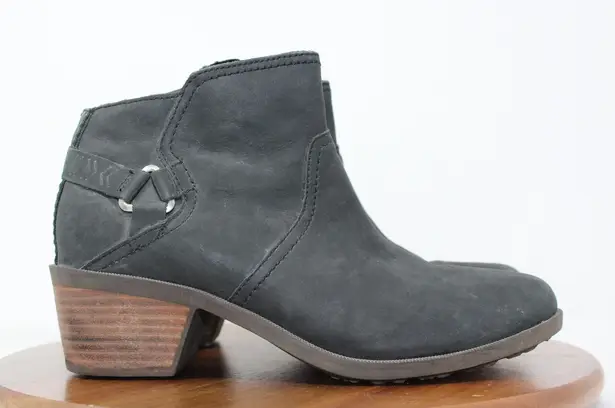 Teva Boots Womens Size 8.5 Black Foxy Ankle Boot Leather Stacked Heel 1006317