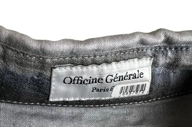 Officine Générale Nadia Gray Striped Linen Short Sleeve Button Front Shirt Dress Size L