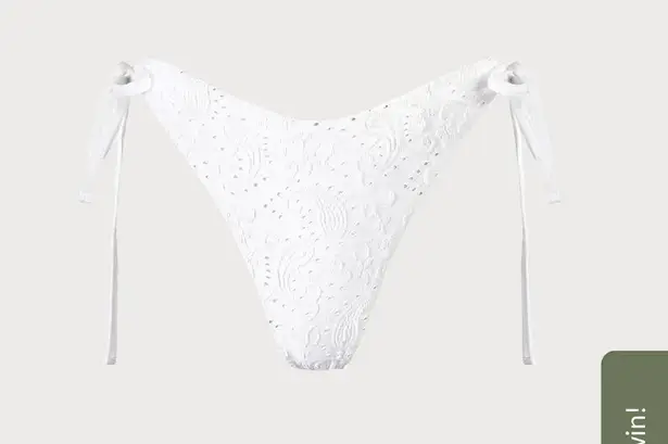 Berlook Textured Tie Bikini Bottom ONLY 69 White