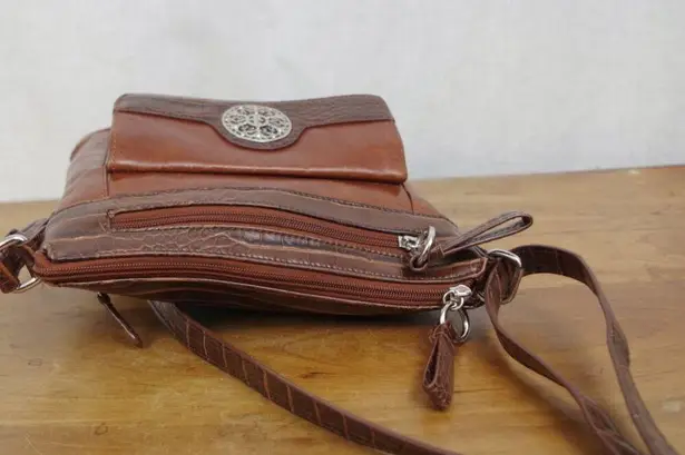 Giani Bernini Leather Croc Patterned Trim Crossbody Bag