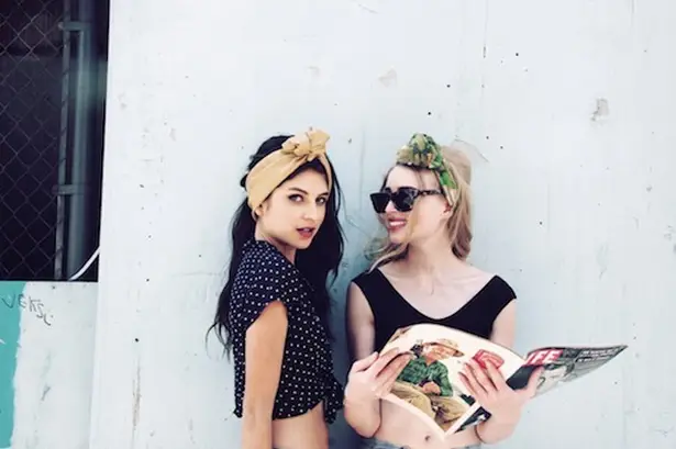 Cult Gaia cherry dots print wired headband turband hair accessory