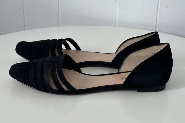 TESORI Black Suede Pointy Toe Flats Size 8