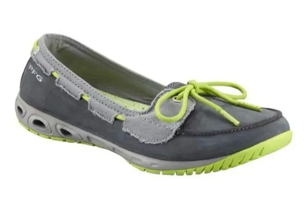 Columbia Women's Sunvent Boat PFG Boat Shoes - Grey/Lime Green - Sz 11