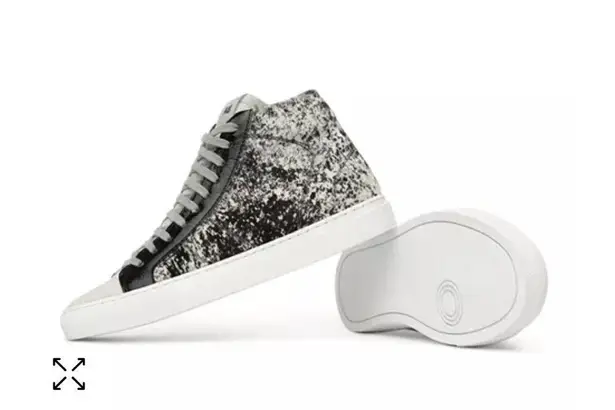 P448 Star High Top Faux Fur Platform Sneakers in Cowprint