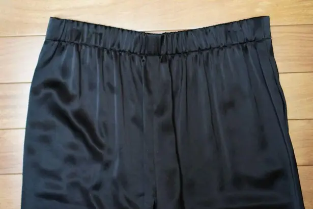 Lafayette 148 Silk Elastic Waist Pants Wide Leg Pants Bottom Black Size Medium