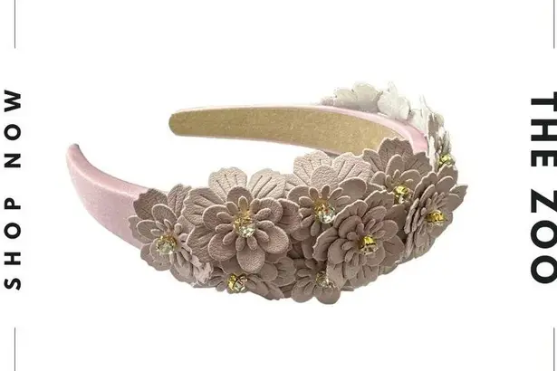 Jeweled Floral Headband Pink