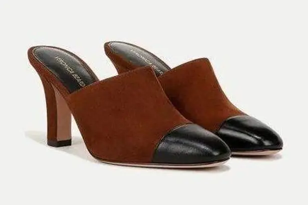 Veronica Beard NEW Carlotta Suede Mixed-Media Heel Brown/black size 9