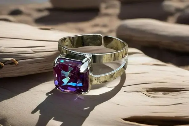 Handcrafted sparkly ring made with Swarovski crystal adjustable fit Silver