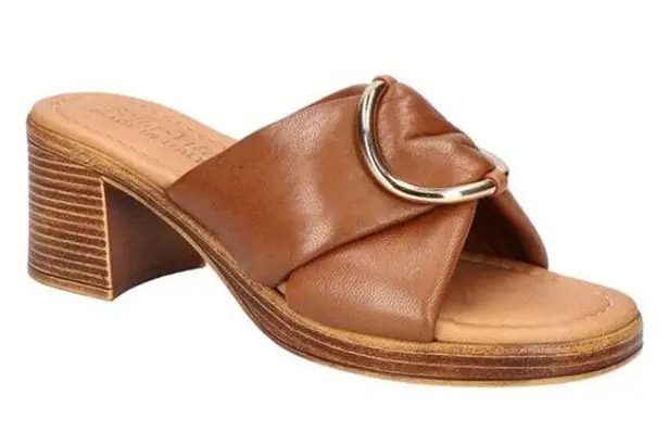 Bella Vita NEW Bella-Vita Chi-Italy Whiskey Leather Buckle Slide Sandal Size 6, MSRP $115