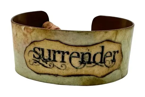 Surrender inspirational copper cuff bracelet