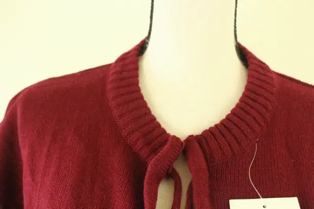 Blakely Vintage 80s Deadstock Burgundy Maroon Short Sleeve Open Cardigan Tassels 18/20