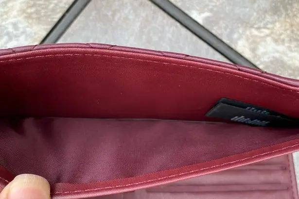 Badgley Mischka Plum Quilted Long Wallet Vegan Leather New