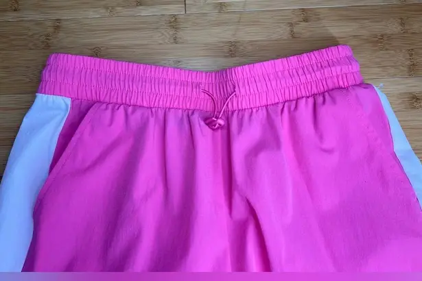 OTOS Activewear Womens Barbie Pink stripe Nylon W/Drawstring Ankle pants|Size:L Size L