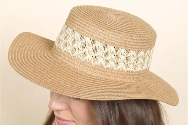 Riah Fashion Panama Weave Brim Brown Beach Vacation Festival Straw Hat