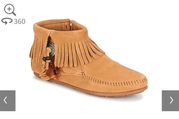 Minnetonka CONCHO FEATHER SIDE ZIP BOOT - Camel - Size 7