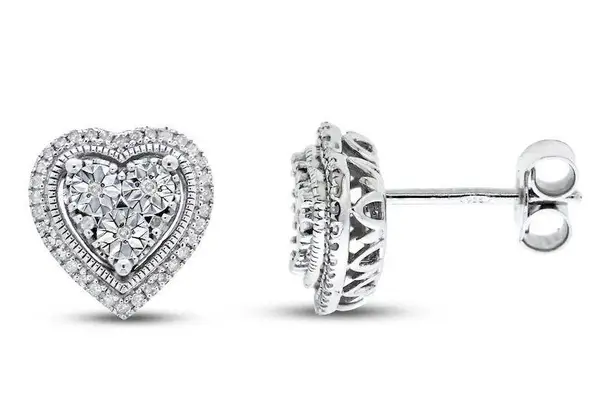 Kay Jewelers Diamond Heart Earrings 1/10 ct tw Sterling Silver 925