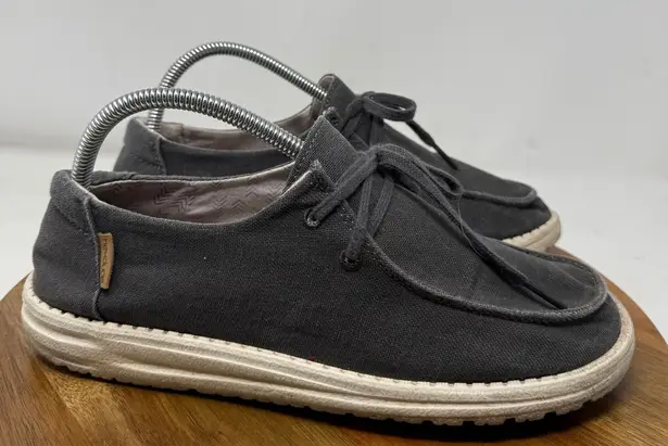 Hey Dude Wendy Chambray Off Black Slip On Loafer Shoes Size 9 Womens