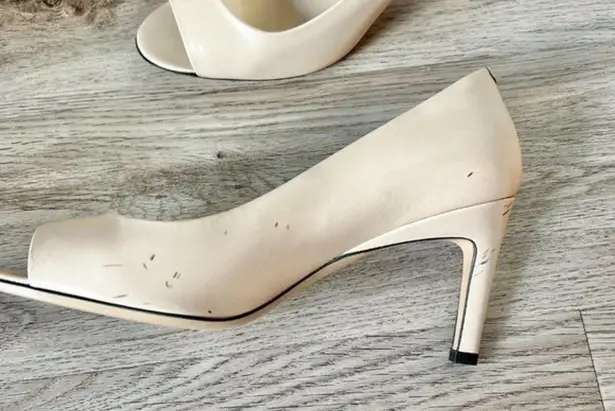 Max Mara Nude Leather Open Toe Heels EU Size 39