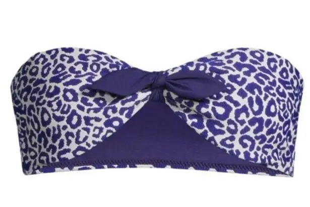 Lemlem NWT  Navy Halima Leopard Print Women XS Bandeau Bikini Convertible Top