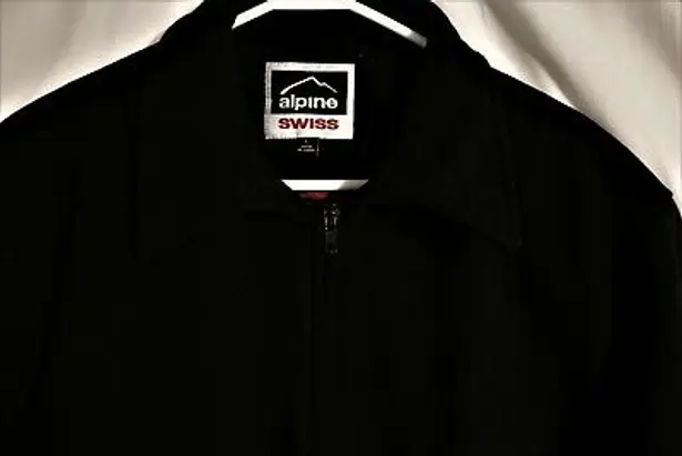 Alpine Swiss Mens Large Wool Blend Black Open Bottom Jacket JD Bomber Zipper Coat