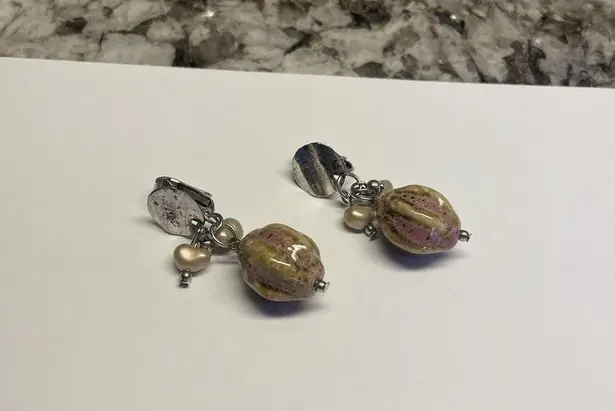 Ceramic Bead Dangle Drop Clip On Clip