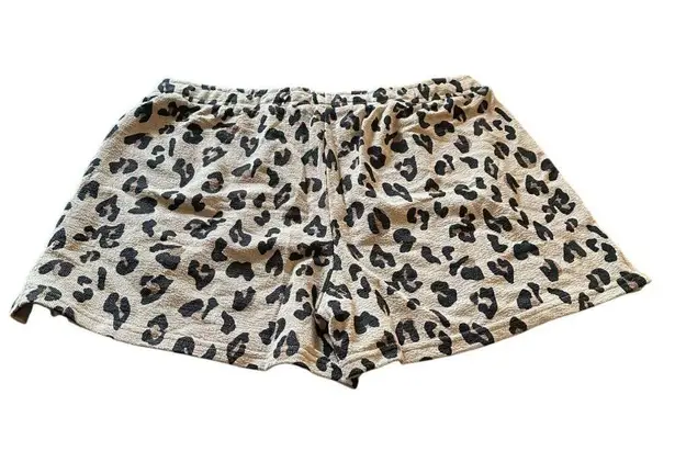 MarleyLilly Terry Lounge Shorts Leopard Print Elastic Waist Casual XL NWT