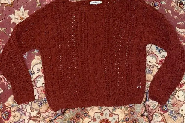 moon&madison Rust Orange Crochet Sweater