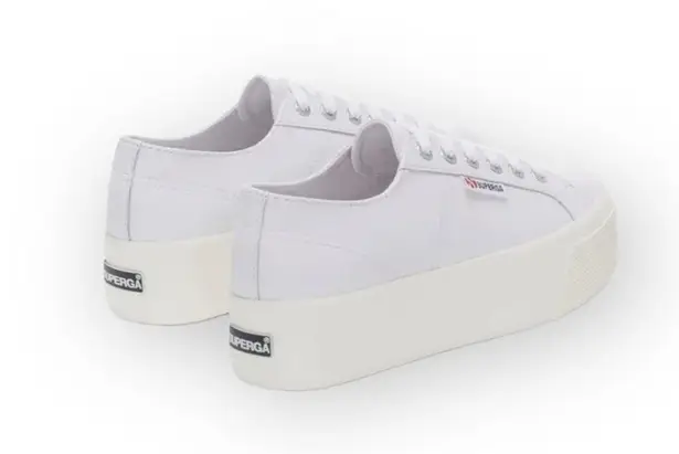 Superga new  ★ 2790 Platform Napa Leather Sneakers ★ Optical White Silver ★ 8.5M