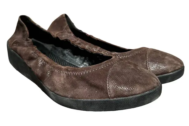 FitFlop Snake Embossed Ballerina Flats F-Pop Leather Microwobbleboard Brown 10.5