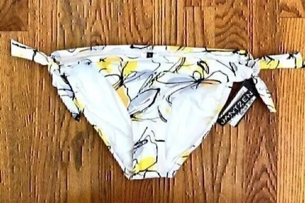 Jantzen NEW NWT White Yellow Gray Black Floral Tie Knot Y2K Bikini BOTTOM 10