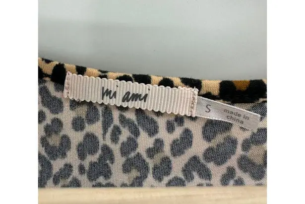 Mi.Ami Brown Black Cheetah Print Short Sleeve Mini Dress Women's Size Small S