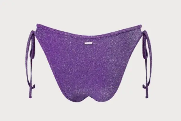 BERLOOK Purple Lurex Tie Side Bikini Bottom ONLY 61 Size M