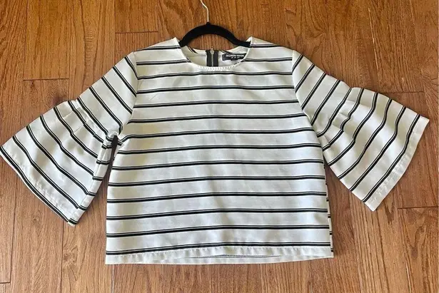 Fashion Union striped cropped bell sleeve top 8