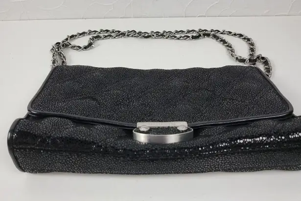 Judith Ripka Women's Clutch Black Stingray Quilted Leather Convertible Chain