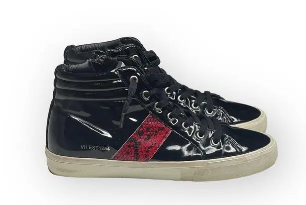 Vintage Havana 𖠌 Snake Eye High Top Sneaker 𖠌 Faux Black Patent Leather 𖠌 6.5