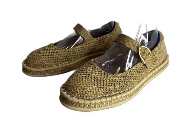 Rothys Shoes Womens Size 9.5 Mary Jane Flats Comfort Buckle Washable Ballet Gold