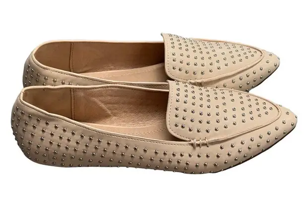 Chase and Chloe Beige Studded Pointed Toe Faux Leather Slip On Flats Size 6