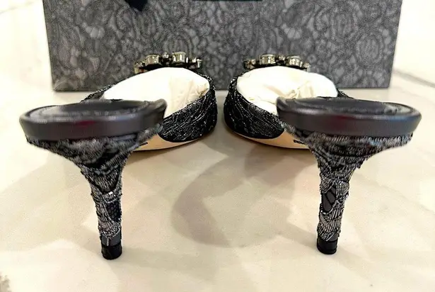 Dolce & Gabbana Lace and Crystal Slide Sandals