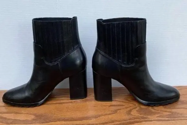 Vintage vtg 90s 1990s Y2K 2000s Black Square toe chunky Block Heel Boots retro Size 10