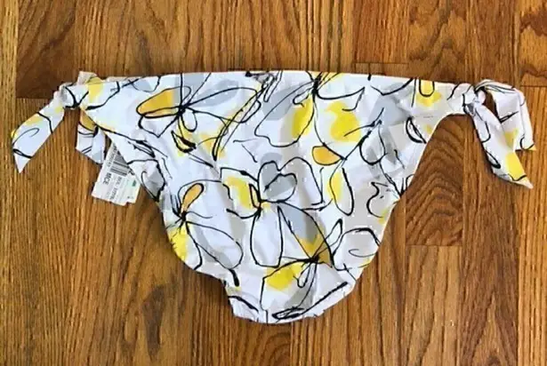 Jantzen NEW NWT  White Yellow Gray Black Floral Tie Knot Y2K Bikini BOTTOM 14