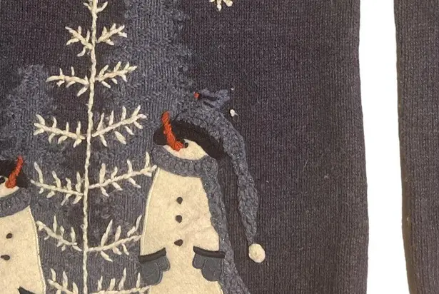 Croft & Barrow  Blue Ugly CHRISTMAS‎ Zip Cardigan Vintage XL Snowmen Holiday